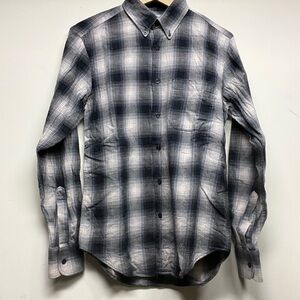 Naked and Famous Men's Black and Gray Plaid Shirt